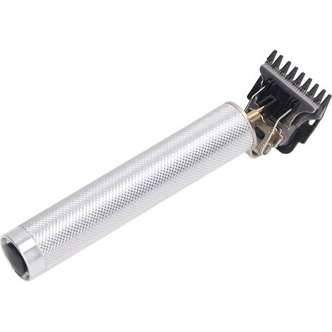 Tondeuse à cheveux professionnelle sans fil avec lame en T, alliage d'aluminium, rechargeable, argent. (1/5)