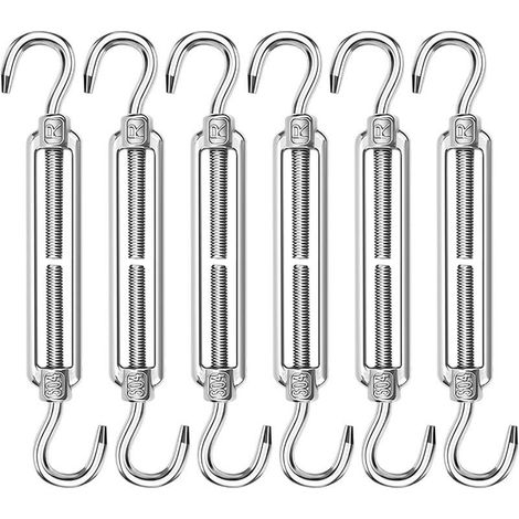 6Pcs Tendeurs de Câble M6, Crochet de Tendeur en Acier Inoxydable 304, Tendeur Fil a Linge Réglable, Ridoir Robuste pour Câble, pour Voile d'Ombrage, Clôtures de Jardin (1/5)