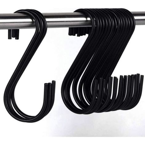 Crochets en S - Inox - 20 Pcs - Noir - Résistants - Anti-rouille