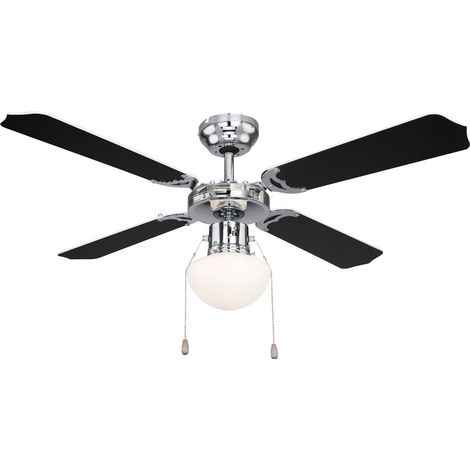 Deckenventilator mit Zugschalter 3 Stufen Flügel wendbar Vor- und Rücklauf Deckenlampe Sommer Wintermodus Fernbedienung, 1x E27, DxH 106,6x41,5 cm