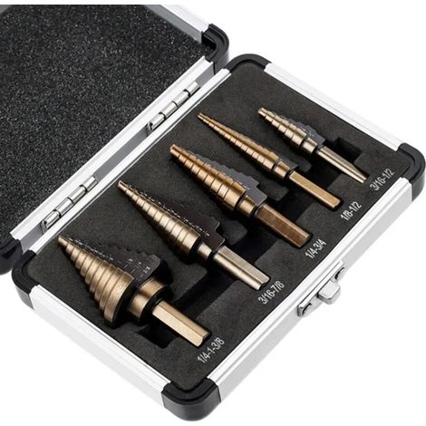 Coffret de 5 forets étagés de haute qualité en acier rapide HSS KP30954 (1/4)