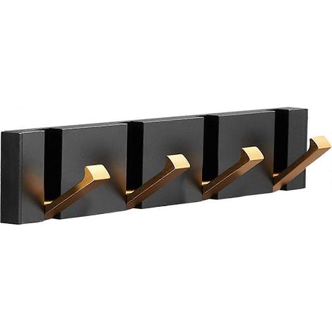 Filiyano-Porte-manteau mural, angle de 70°, 4 crochets pour suspendre vestes et vêtements, porte-serviettes en métal noir et doré pour entrée et salle (1/5)