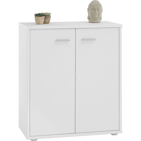 Idimex – Buffet blanc 70x60x30 cm – 2 portes avec tablette de séparation – Panneau de particules mélaminé – Design moderne et résistant (1/4)