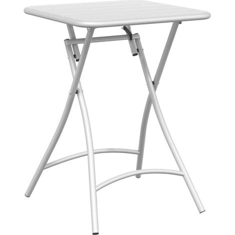 Petite table à manger blanche, 55 x 55 x 72,5 cm, acier thermolaqué. (1/5)