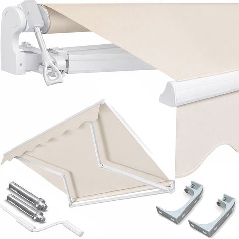 Tenda Da Sole Da Esterno Retrattile A Bracci Avvolgibile 295X200 Cm - Beige tinta unita