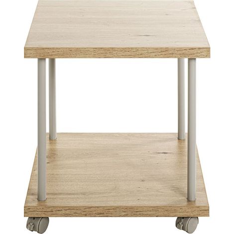 Table de desserte en bois coloris chêne clair et métal coloris gris -longueur 40 x profondeur 40 x hauteur 45 cm (1/3)