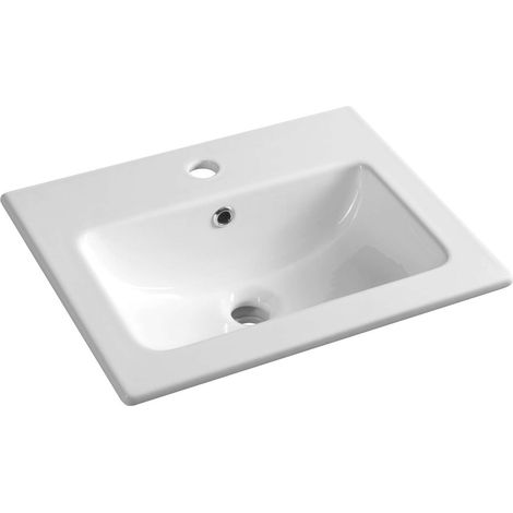 Sapho Lavabi - Lavabo 50x40 cm, con troppopieno e foro per miscelatore, bianco 44050