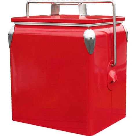Mini-réfrigérateur rétro Cola 13L, glacière portable de voyage rouge 38x32x24cm pour camping pique-nique extérieur (1/5)