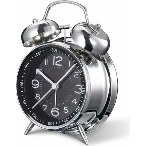 Réveil fort pour adultes dormeurs lourds quartz silencieux de cm avec rétroéclairage double cloche 10 2 gris (1/4)