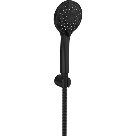 Sapho - Set composto da soffione doccia, supporto e tubo flessibile, 4 getti, nero opaco. 1204-61B (1/2)