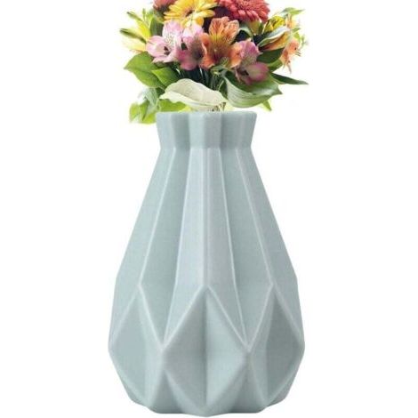BUNTHAUS PA Vase Géométrique en Céramique Incassable Déco Intérieure Table Salon Bleu (1/4)