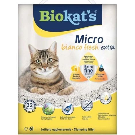 Biokats Micro Bianko Sand - Katzenstreu 6L - Frisch extra mit Aktivkohle 6L gelb