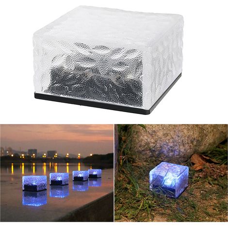 Solarleuchtender Ziegel aus Glas, wasserdichtem ABS-LED-Gehäuse, zum Eingraben, für Garten und Rasen, blaues Licht (1/5)