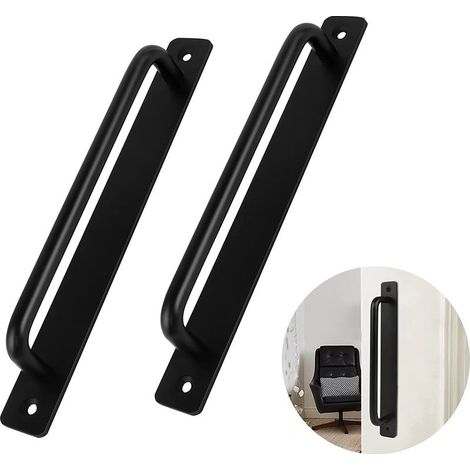 Maniglia per porta scorrevole in alluminio nero – Set da 2 – Resistente alla corrosione – Elegante design per interni/esterni – Facile installazione (1/5)