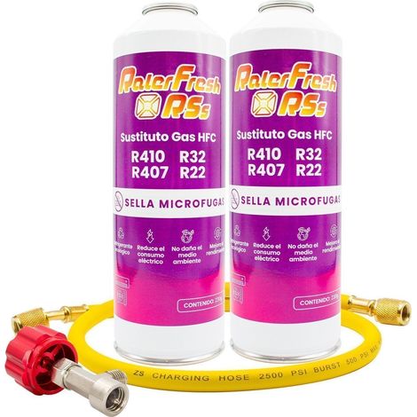 2 Botellas Gas Refrigerante Ralerfresh RSs para aire acondicionado split sustituto de R410,R32,R407 y R22 con manguera (1/5)