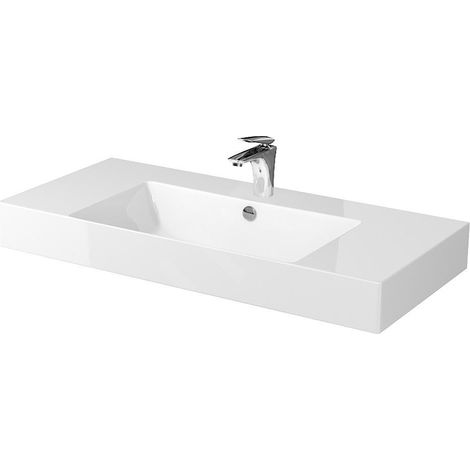 Cersanit Inverto - Lavabo 101x46 cm, avec trop-plein, trou pour robinetterie, blanc K671-007 (1/3)