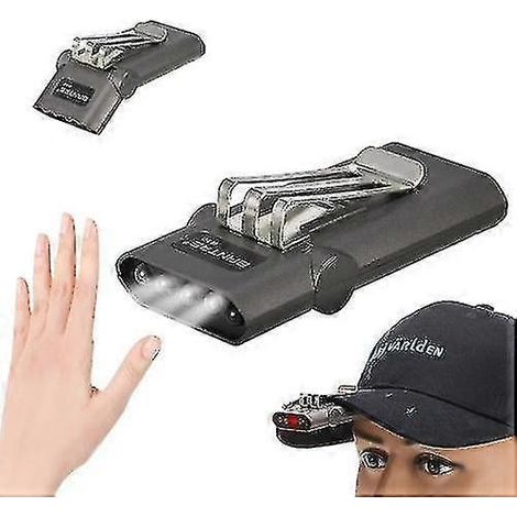 Lampe frontale rechargeable mains libres avec clip pour casquette (1/4)