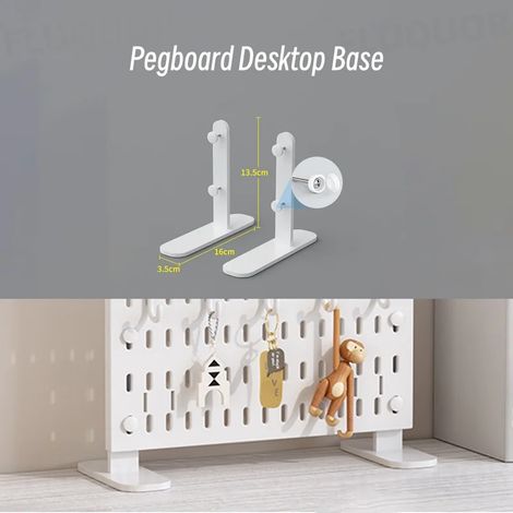 (Socle de bureau L) Organisateur mural à panneaux perforés sans perçage, étagères de rangement modulaires avec crochets et accessoires, pour salle de jeux, cuisine ou bureau (1/5)