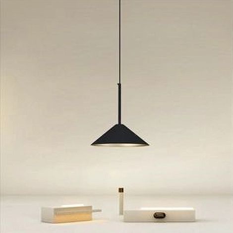 TRADE SHOP - Lampadario A Sospensione Moderno Con Paralume Triangolare In Ferro Nero Oro E27 33863 -