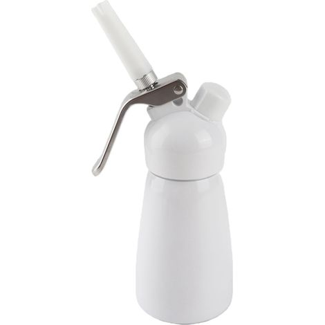 Distributeur portable de crème fouettée en aluminium rouge de 250 ml, avec mousseur à beurre et mousseur blanc. (1/5)