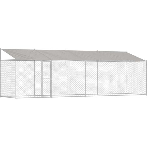 Jaula para perro con techo Plateado 800 x 200 x 256 cm vidaXL