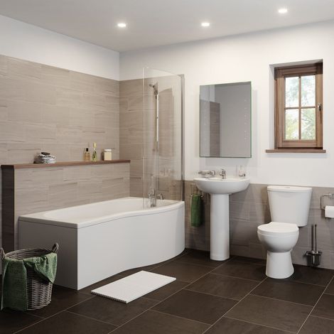 Essentials P Bathroom Suite with Right Hand Bath (1/5)