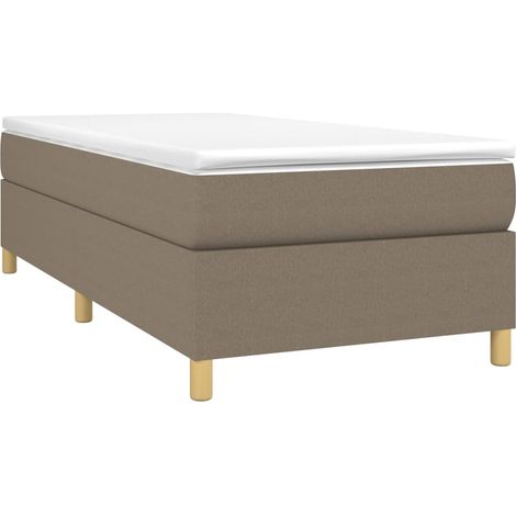 Lit à sommier tapissier avec matelas Taupe 90x190 cm Tissu (1/5)