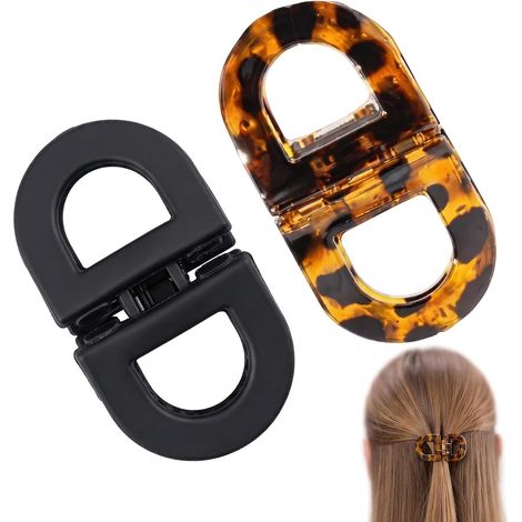 2 Pinzas Magnéticas para el Cabello para Mujer, Diseño Sin Costuras 2 en 1 para Peinar Fácilmente el Cabello, Pasadores Magnéticos Antideslizantes para Moño y Uso Diario, Negro y Leopardo (1/5)