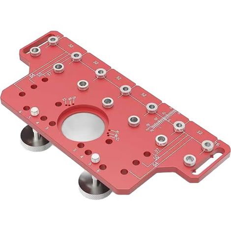 Gabarit Étagère - Gabarit Charnière 2 en 1 - Perçage Précis 5 mm et 6 mm - Distance Bord 37/50/64 mm - Serrage Autonome - Aluminium Laser - 7 Forets Inclus (1/5)