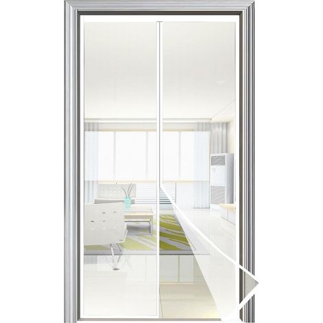 1 Moustiquaire Porte 80x210cm Blanc, Fermeture Magnétique Automatique, Fibre De Verre Pour Patio (1/5)