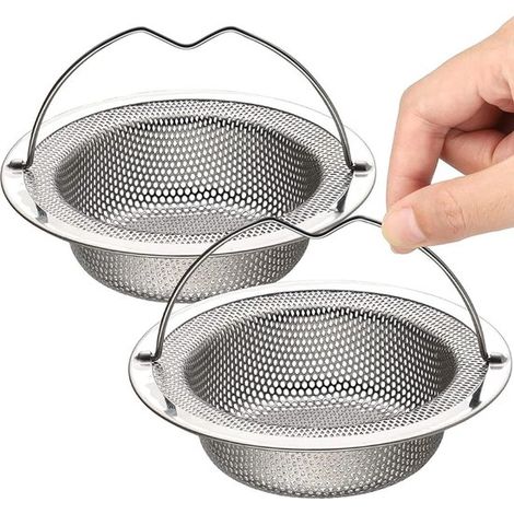 Set di 2 filtri per lavello in acciaio inox con comoda maniglia - diametro 7,5 cm (1/5)