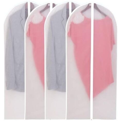 Housses anti-poussière pour vêtements, lot de 4, housses pour vêtements suspendus, housses anti-poussière pour vêtements avec fermeture éclair qui protège, pour le rangement de la garde-robe et les vo (1/5)
