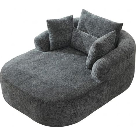 ELVMI Chaise Longue Convertible Sofá Cama con Cojín en Corduroy Gris (1/4)