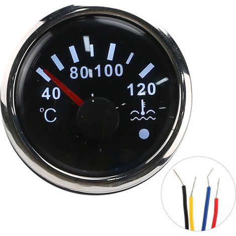 Jauge de température de l'eau de refroidissement 2 pouces, 40-120 ℃, alarme intelligente, étanche IP67, 12V/24V, 0-190ohm, capteur EU (1/5)
