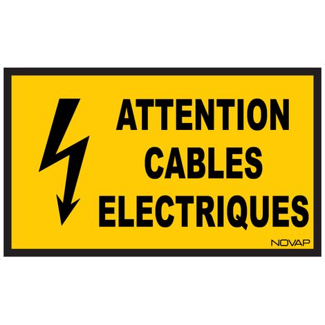 Panneau Attention cables électriques - Rigide 330x200mm - 4161280