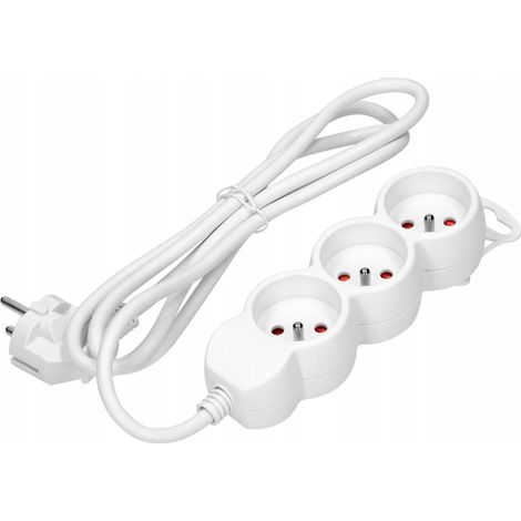 Multiprise ES-4/W/5 - 5 m - Blanc - 3 prises - Prises plates - Sûre et pratique (1/5)