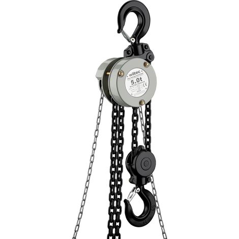 Wiltec Mini Kettenzug bis 5 t, robuster Handkettenzug 5 m Hubhöhe, Tragmittel mit 5 m Lastkette, Hebezeug manuell, hochbelastbares Hebemittel