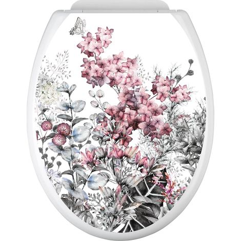 Stickers Abattant WC - Fleurs - 35x43 cm - Adhésif BRILLANT (1/2)