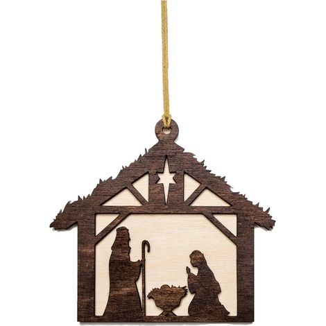 Nativity Scene - Wooden Christmas Ornament - Indoor Religious Tree Decoration - 9 x 10 cm - 1 Piece (1/5)