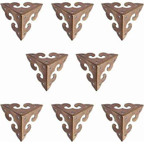 Set of 8 miniature corner protectors made of pure brass in vintage style with cloud design (1/5)