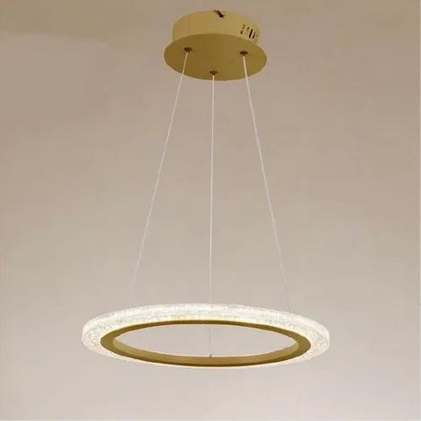 TrAdE Shop Traesio - Lampadario A Sospensione Led 36 Watt Cerchio Anello Oro Effetto Cristallo 31944 - (1/4)