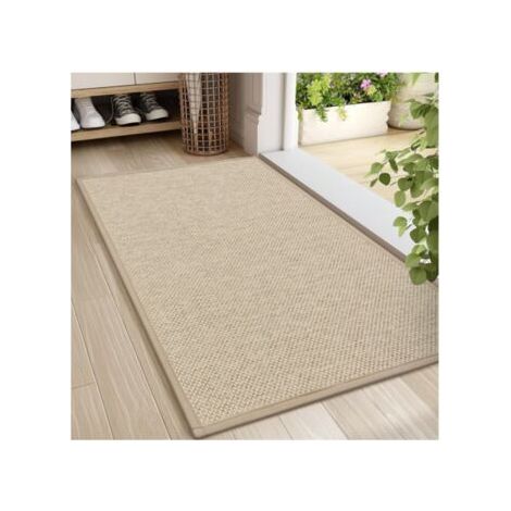 QORVA-Kaki, 60 x 90 cm, Tapis d'entrée intérieur, paillasson d'entrée intérieur antidérapant, tapis d'entrée intérieur absorbant lavable, tapis d'entrée fin pour entrée, couloir, cuisine