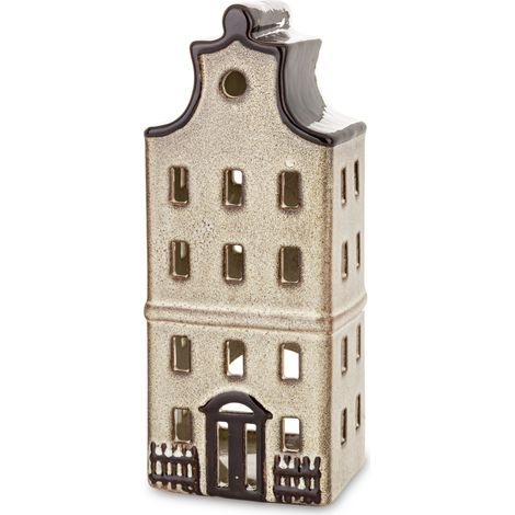 Lampe torche décorative en grès brun et blanc, 20 x 8 x 6,5 cm (1/5)