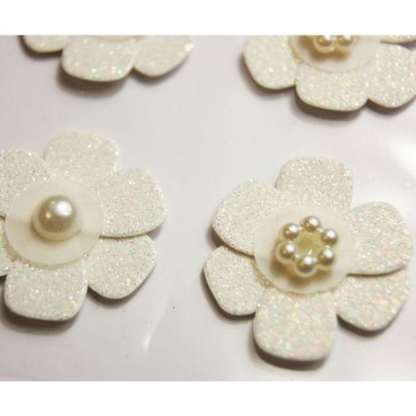 8 Autocollants 3D - Fleurs blanches - Mariage (1/3)