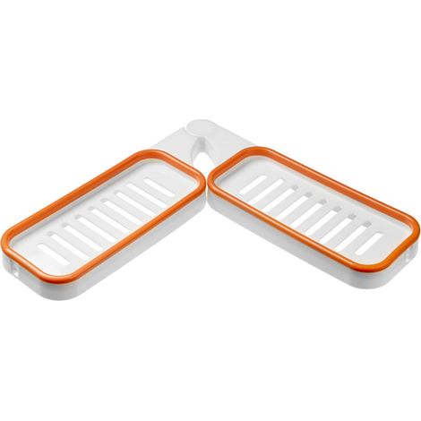 Etagère D'Angle Murale - Pour Salle De Bain Et Cuisine - Rotation 180° - PP - Orange - 66x10x3 cm - 1 Pièce (1/5)