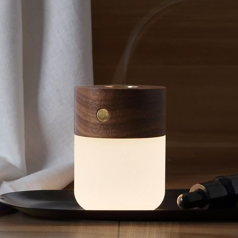 MINKUROW Lampada Da Comodino A Led Per Aromaterapia Diffusore Di Oli Essenziali Lampada Da Comodino Ricaricabile Usb A Batteria Regolabile Per Casa, Ufficio (Oli Essenziali Non Inclusi) (Marrone) (1/4)