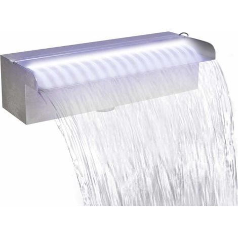 Fontaine rectangulaire de piscine avec LED Inox 30 cm