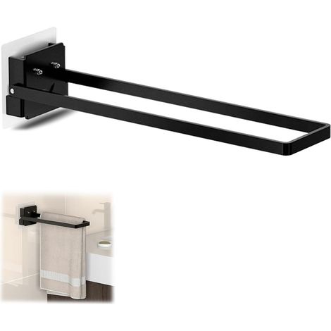Porte-serviettes, noir, pliable, sans forage, noir, porte-serviettes, autocollant, montage mural, porte-serviettes pour salle de bains et cuisine (1/5)