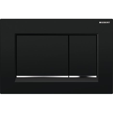 Plaque de commande WC Bet-Pl Sigma30 2-M noir brillant – Finition brillante – Pour installation murale – Compatible avec mécanisme Geberit (1/10)