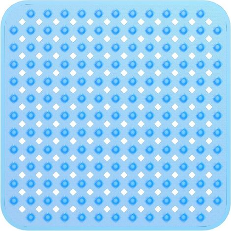 KZQ Quadratische Duschmatte, rutschfeste Badematte mit Saugnapf, Sicherheitsbadematte, antibakterielle Gummiduschmatte für Kinder mit Abflusslöchern, 53 x 53 cm (1/4)